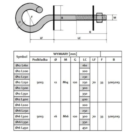 (kuva varten) Extralink | Hook | for hanging brackets 16/450mm