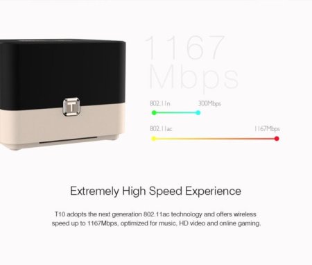 (kuva varten) Totolink T10 | WiFi Router | AC1200, Dual Band, MU-MIMO, 3x RJ45 1000Mb/s, 1x USB