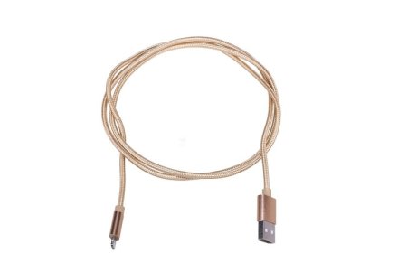 (kuva varten) Extralink | Lightning cable | for IPHONE, max. 2A, rice cotton mesh, 1m, gold