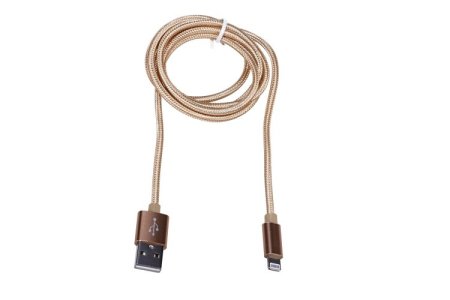 (kuva varten) Extralink | Lightning cable | for IPHONE, max. 2A, rice cotton mesh, 1m, gold