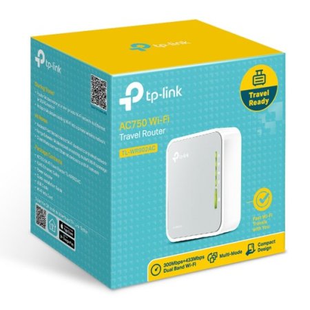 (image for) TP-Link TL-WR902AC | WiFi Router | 2,4GHz, 5GHz, AC750, 1x RJ45 100Mb/s, 1x USB