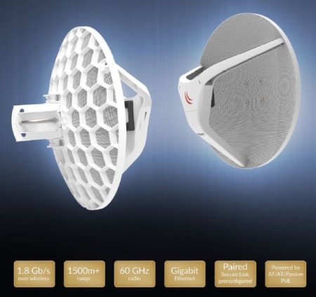 (image for) MikroTik Wireless Wire Dish | Radioline | RBLHGG-60adkit, 60GHz, 1x RJ45 1000Mb/s