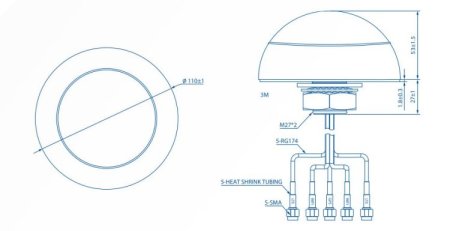 (image for) Teltonika 003R-00253 | Combo Antenna | MIMO LTE/GPS/WIFI, roof mounted