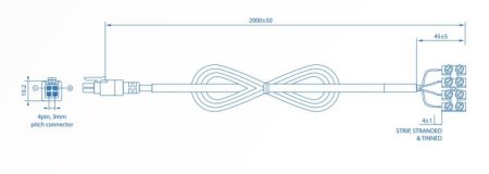 (kuva varten) Teltonika power cable | Power cable | with 4-way screw terminal, PR2FK20M