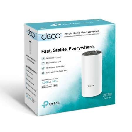 (kuva varten) TP-Link Deco M4 1-Pack | WiFi Router | MU-MIMO, AC1200, Dual Band, Mesh, 4x RJ45 1000Mb/s