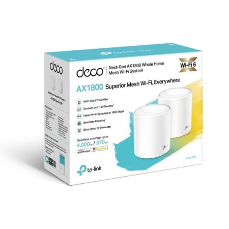 (kuva varten) TP-Link Deco X20 2-Pack | WiFi Router | Mesh, AX1800, Dual Band, OFDMA, MU-MIMO, 2x RJ45 1000Mb/s