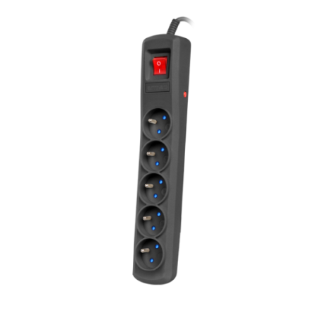 (kuva varten) Armac R5 | Power strip | anti-surge system, 5 sockets, 3m cable, black