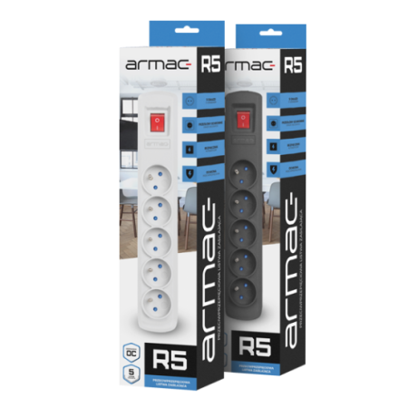 (image for) Armac R5 | Power strip | anti-surge system, 5 sockets, 5m cable, gray