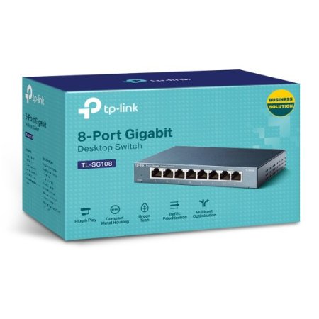 (kuva varten) TP-Link TL-SG108 | Switch | 8x RJ45 1000Mb/s, Desktop, Unmanaged