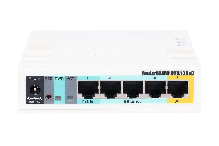 (image for) MikroTik RB951Ui-2HnD | WiFi Router | 2,4GHz, 5x RJ45 100Mb/s, 1x USB