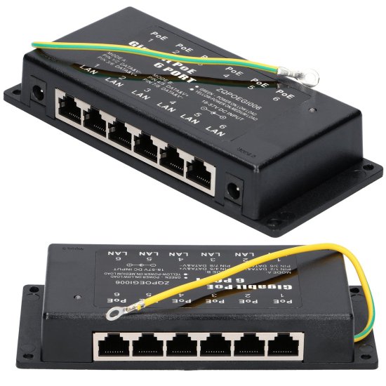 (image for) Extralink 6 Port | Gigabit PoE Injector | 6x 1000Mb/s RJ45 - Click Image to Close