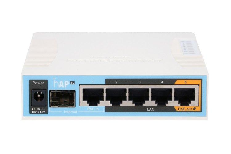 (kuva varten) MikroTik hAP ac | WiFi Router | RB962UiGS-5HacT2HnT, Dual Band, 5x RJ45 1000Mb/s, 1x SFP, 1x PoE - Sulje napsauttamalla kuva