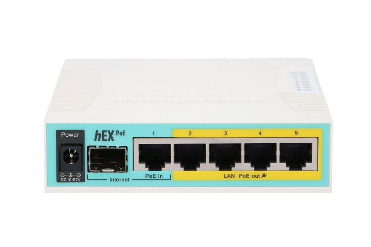 (kuva varten) MikroTik hEX PoE | Router | 5x RJ45 1000Mb/s, 1x SFP, 1x USB - Sulje napsauttamalla kuva