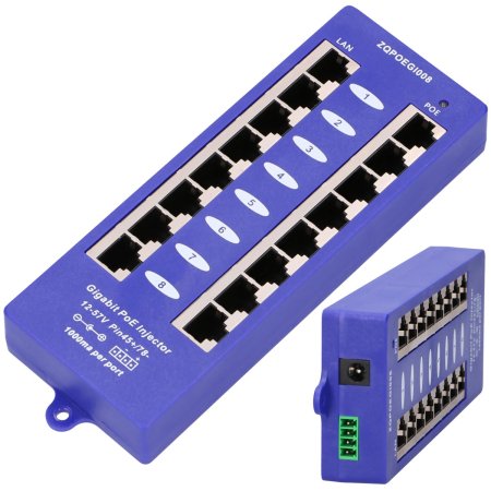 (image for) Extralink 8 Port | Gigabit PoE Injector | 8x 1000Mb/s RJ45, Mode B