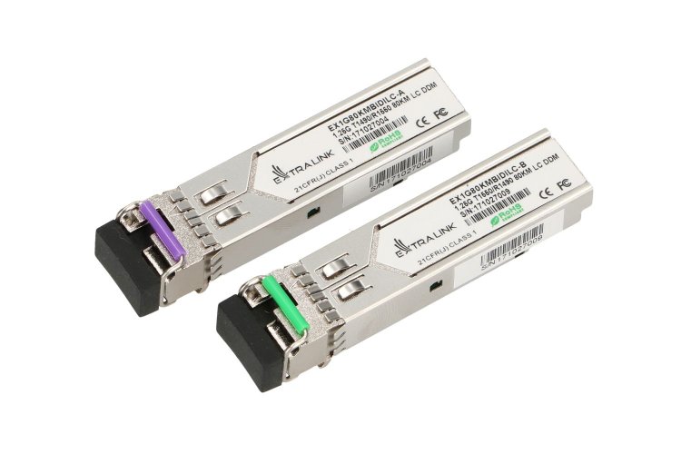 (kuva varten) Extralink SFP 1.25G | SFP WDM Module | 1,25Gbps, 1490/1550nm, single mode, 80km, LC, DOM, pair - Sulje napsauttamalla kuva