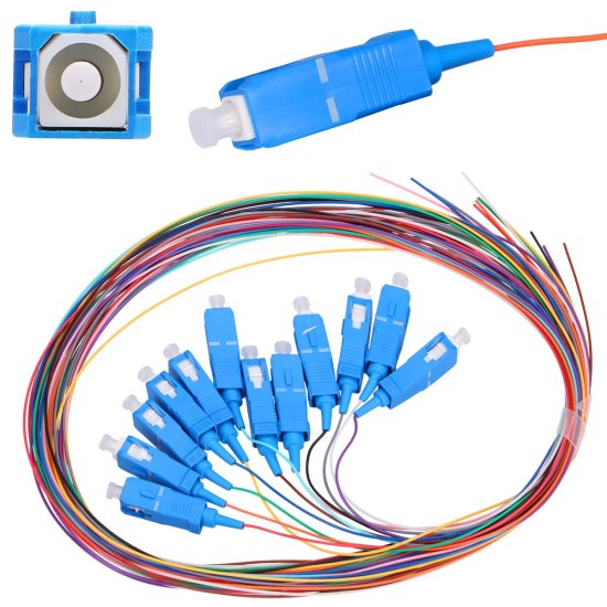 (kuva varten) Extralink SC/UPC | Pigtail set | Single mode, 900um, G.652D, 1,5m, 12 pcs, 12 colours