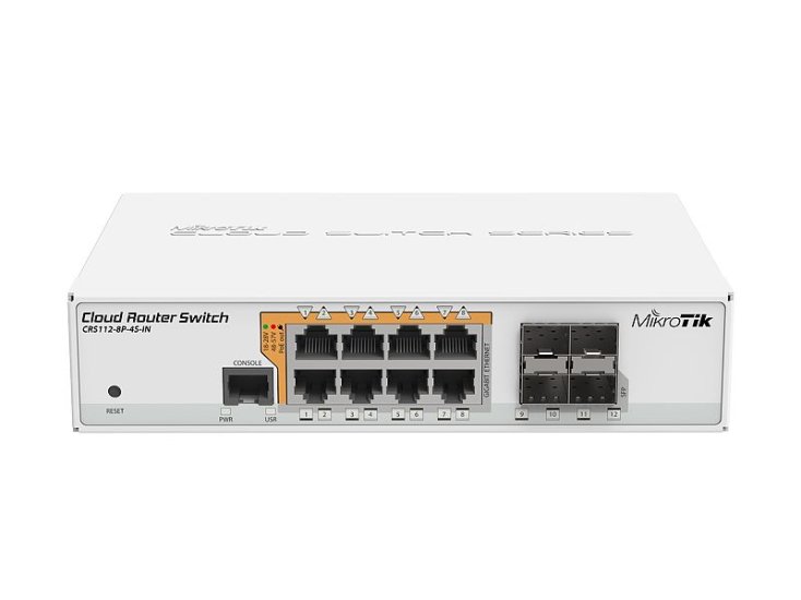 (kuva varten) MikroTik CRS112-8P-4S-IN | Switch | 8x RJ45 1000Mb/s, 4x SFP - Sulje napsauttamalla kuva