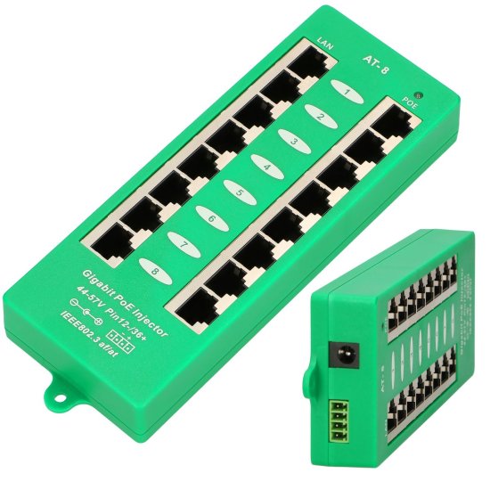 (image for) Extralink 8 Port | Gigabit PoE Injector | Active, 8 ports Gigabit 802.3at/af, Mode A - Click Image to Close