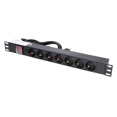 (kuva varten) Extralink EXPDU7EU SW | Power strip | 19" 1U, 7 EU sockets, with switch, 2m