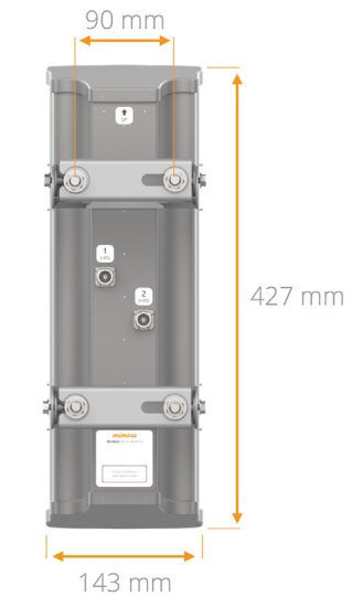 (kuva varten) Mimosa N5-45X2 | Sector antenna | 19dBi, 45st, 4,9-6,4 GHz, 2x N-female