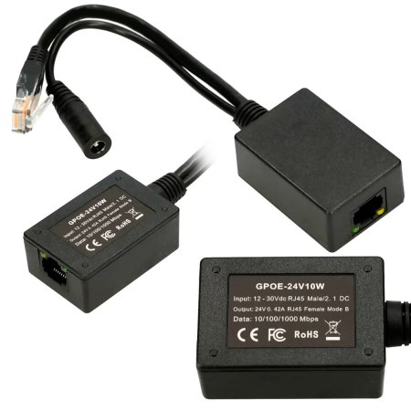 (image for) Extralink 1 Port | PoE Inverter | Input 1x 1000Mb/s RJ45/Jack 10-24V, Output 24V