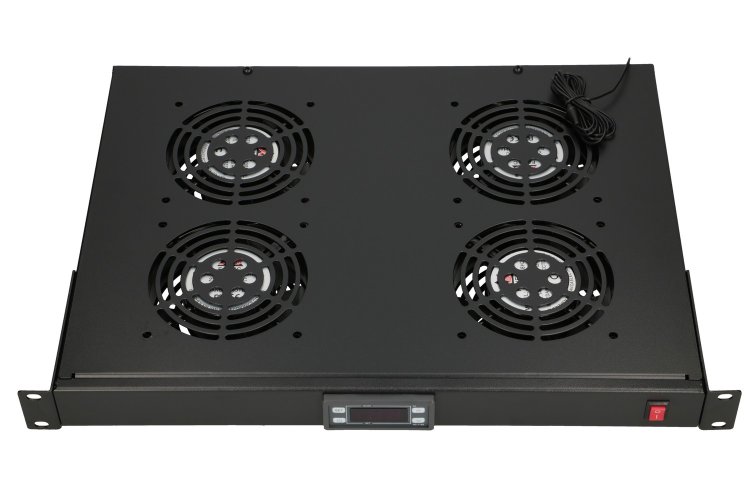 (image for) Extralink | Fan panel | 19", 4 fans, for rack cabinets, with thermostat - Click Image to Close