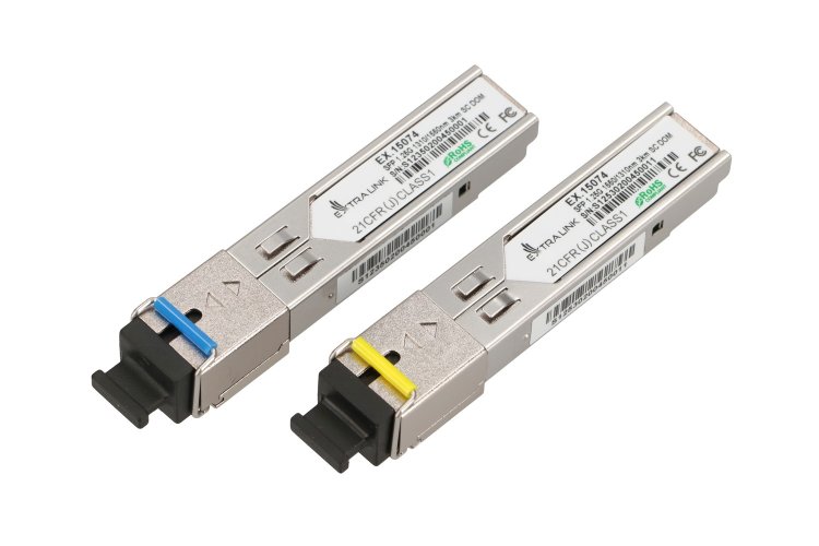 (kuva varten) Extralink SFP 1.25G | SFP WDM Module | 1,25Gbps, 1310/1550nm, single mode, 3km, SC, DOM, pair, dedicated for HP/Aruba - Sulje napsauttamalla kuva