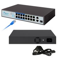 Extralink VIRTUS V3 | PoE Switch | 16x 100Mb/s PoE/PoE+, 2x Gigabit RJ45 + 1x SFP, 150W