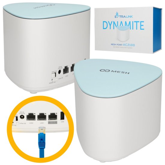 (kuva varten) Extralink Dynamite C21 | Mesh Point | AC2100, MU-MIMO, Home WiFi Mesh System - Sulje napsauttamalla kuva