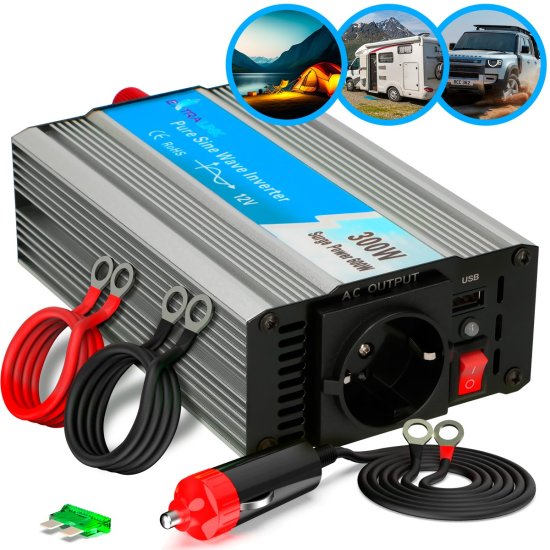 (image for) Extralink OPIP-300W | Voltage converter | 12V, 300W pure sine - Click Image to Close