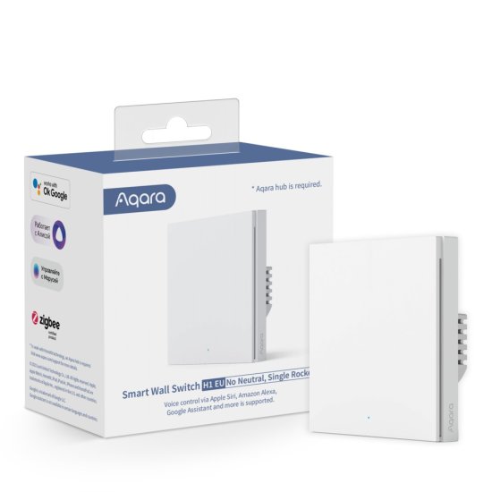 (kuva varten) Aqara Wall Single Switch H1 | Switch module | no Neutral, Zigbee 3.0, EU, WS-EUK01 - Sulje napsauttamalla kuva