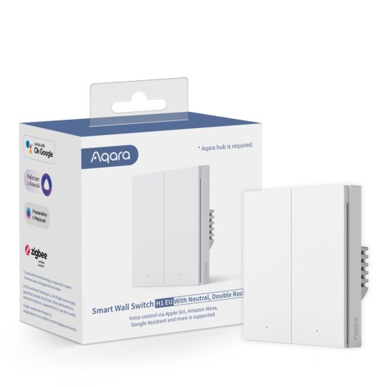 (kuva varten) Aqara Wall Double Switch H1 | Switch module | with Neutral, Zigbee 3.0, EU, WS-EUK04 - Sulje napsauttamalla kuva