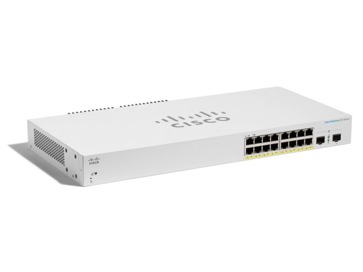 (kuva varten) Cisco CBS220-16P-2G | Switch | 16x RJ45 1000Mb/s PoE, 2x SFP, Desktop, Rack, 130W