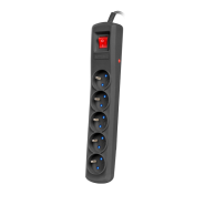 Armac R5 | Power strip | anti-surge system, 5 sockets, 1,5m cable, black