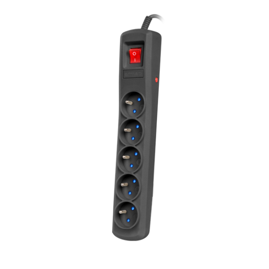 (kuva varten) Armac R5 | Power strip | anti-surge system, 5 sockets, 1,5m cable, black - Sulje napsauttamalla kuva