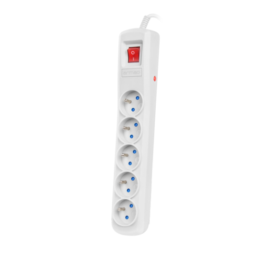 (kuva varten) Armac R5 | Power strip | anti-surge system, 5 sockets, 1,5m cable, gray - Sulje napsauttamalla kuva