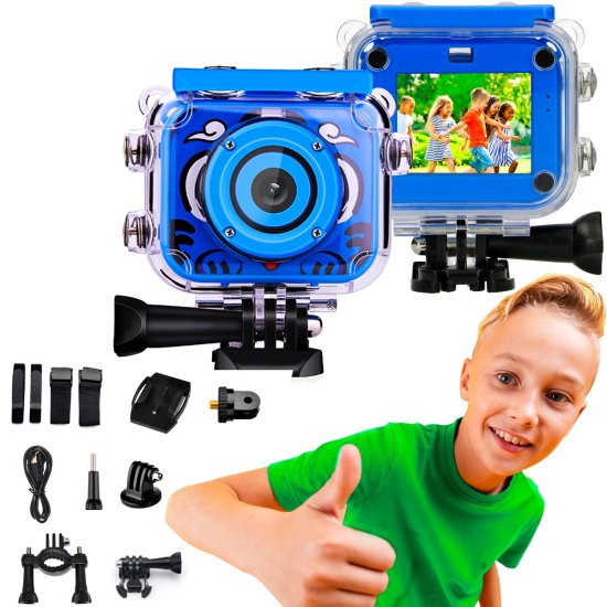 (kuva varten) Extralink Kids Camera H18 Blue | Camera | 1080P 30fps, IP68, 2.0\" screen