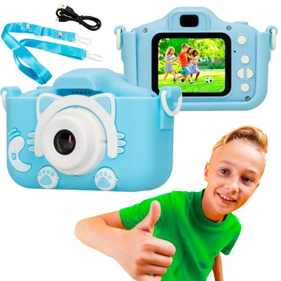 (kuva varten) Extralink Kids Camera H27 Single Blue | Camera | 1080P 30fps, 2.0" screen - Sulje napsauttamalla kuva