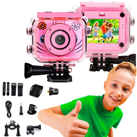 (kuva varten) Extralink Kids Camera H18 Pink | Camera | 1080P 30fps, IP68, 2.0\" screen