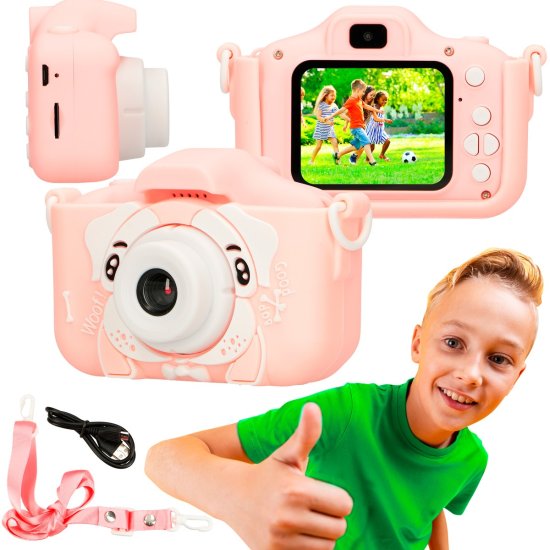 (kuva varten) Extralink Kids Camera H28 Dual Pink | Camera | 1080P 30fps, 2.0" screen - Sulje napsauttamalla kuva