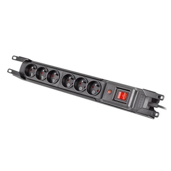 (kuva varten) Armac M6 Rack 19" | Power strip | anti-surge system, 6 sockets, 1.5m cable, black - Sulje napsauttamalla kuva