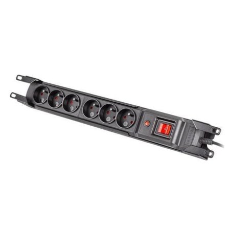 (kuva varten) Armac M6 Rack 19" | Power strip | anti-surge system, 6 sockets, 3m cable, black