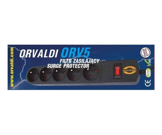 (kuva varten) Orvaldi ORV5 5m | Power strip | with surge protection 210J, 5 sockets - Sulje napsauttamalla kuva