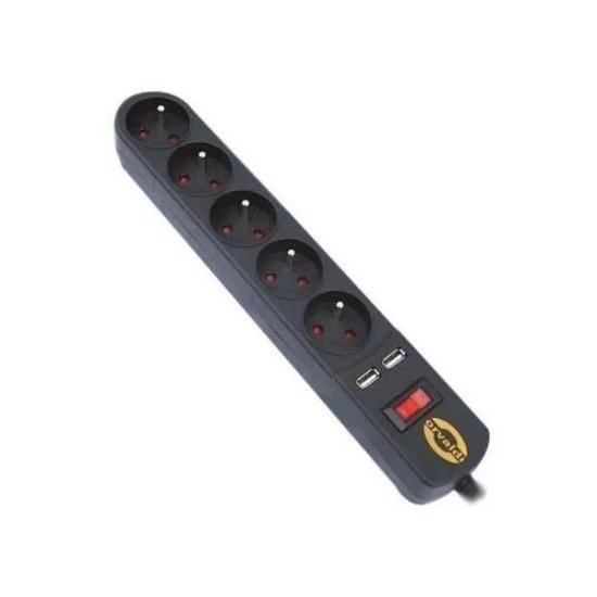 (kuva varten) Orvaldi ORV5 1,5m USB | Power strip | with surge protection 210J, 5 sockets, 2x USB - Sulje napsauttamalla kuva