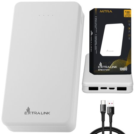 (image for) Extralink EPB-078W 10000mAh White | Powerbank | Power bank, USB-C