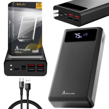 (image for) Extralink EPB-112 30000mAh Black | Powerbank | Power bank, USB-C