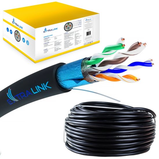 (kuva varten) Extralink CAT5E FTP (F/UTP) Outdoor with gel | Twisted pair | 100M - Sulje napsauttamalla kuva