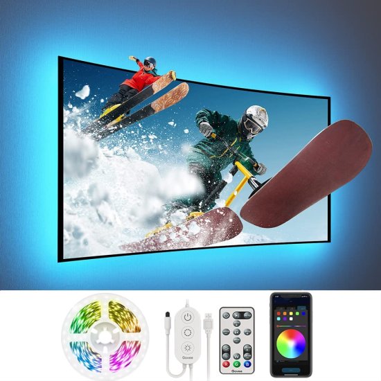 (kuva varten) Govee H6179 TV backlight | LED Strip | for 46-60 inch TVs, Bluetooth, RGB - Sulje napsauttamalla kuva