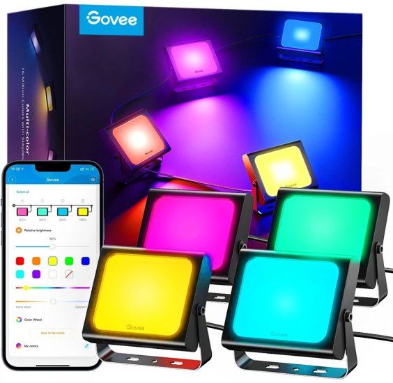 (kuva varten) Govee H7060 | LED Flood Lights | RGBICWW, IP65, Bluetooth, Wi-Fi - Sulje napsauttamalla kuva