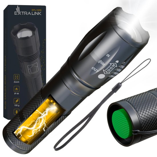 (kuva varten) Extralink EFL-1008 Freya | LED Flashlight | battery, 10W, 200lm - Sulje napsauttamalla kuva